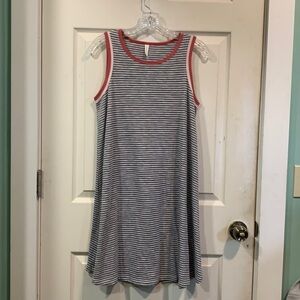 NWOT Mia & Tess Striped Gray White Stripe with Orange Trim Dress size Small